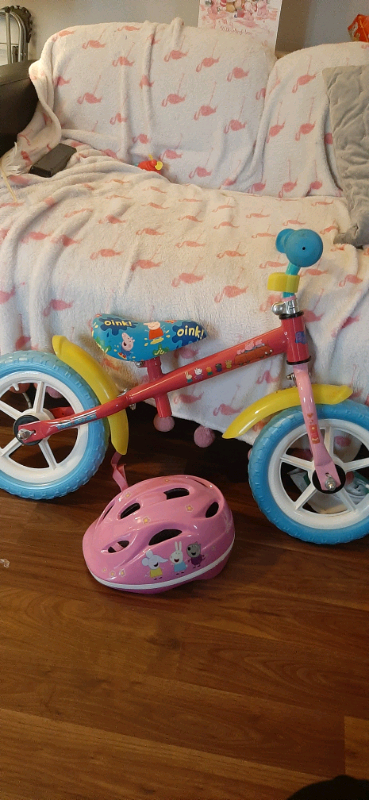peppa pig balance bike and helmet
